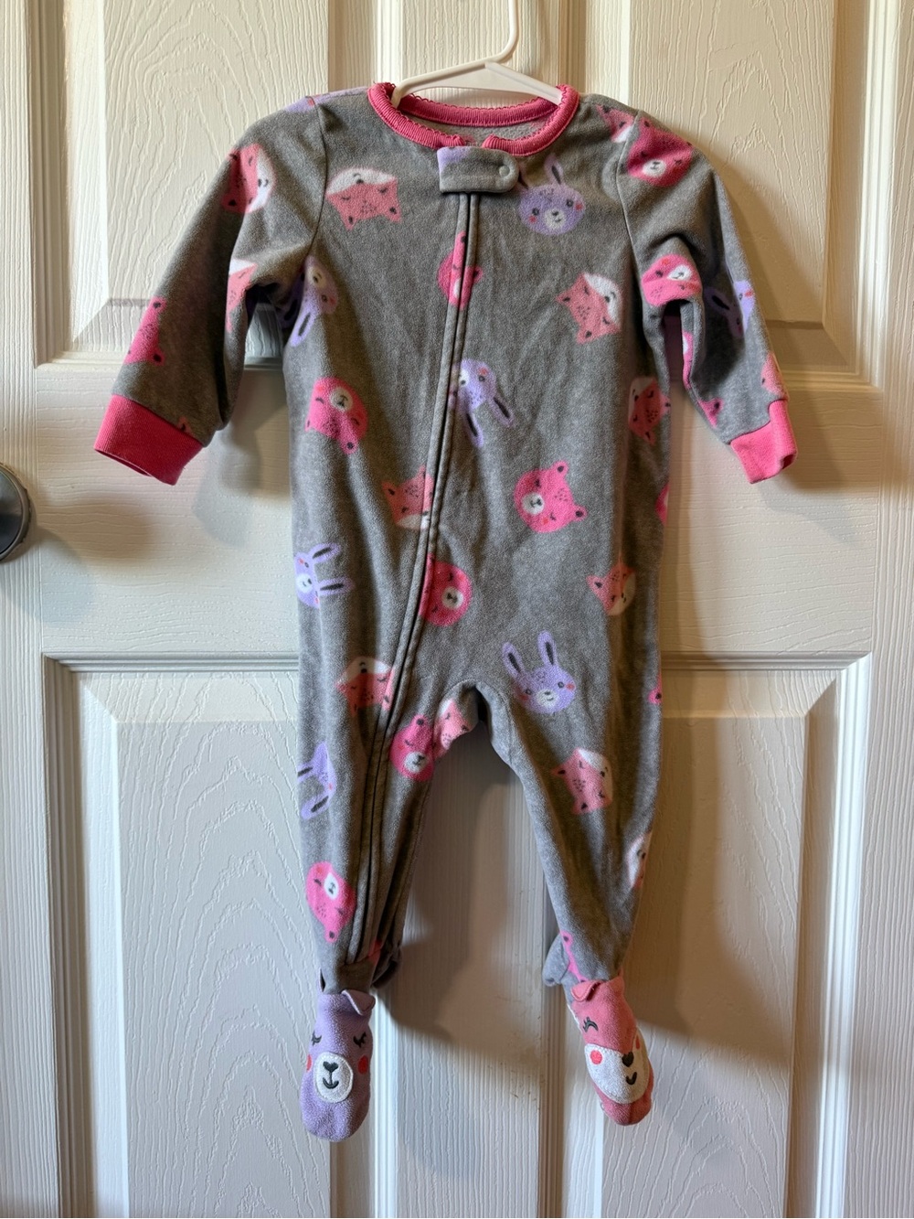Carter’s 9M Pink & Purple Animal Print Fleece Sleeper - 2/$10 Fleece Sleepers